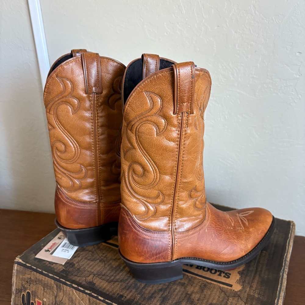 Laredo Western Boots Tobacco Brown Leather Made in USA Size 9.5 D w/ Box unworn - Picture 10 of 12